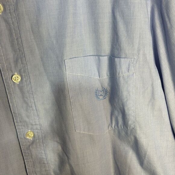 5 for $25🔥Chaps Easy Care Baby Blue Short Sleeve Button Front Shirt XL - Picture 4 of 5